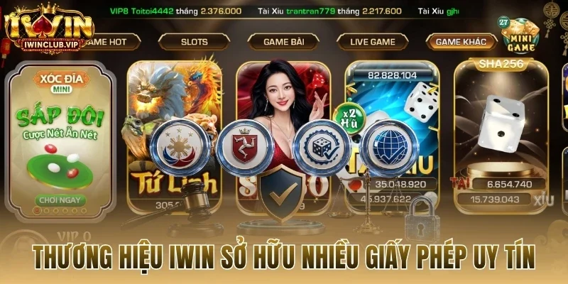 Thương hiệu Iwin sở hữu nhiều giấy phép uy tín